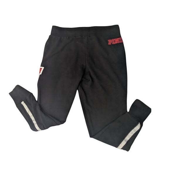 Pink Victoria’s Secret University of Wisconsin small joggers. Black,Red sequins - Picture 4 of 5